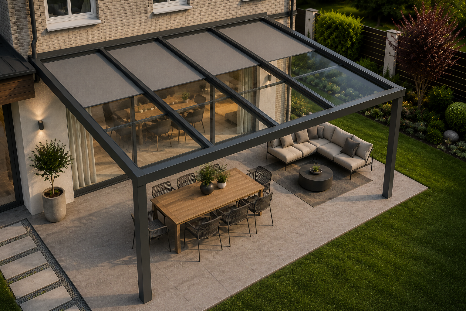 Glass roof with shade 2